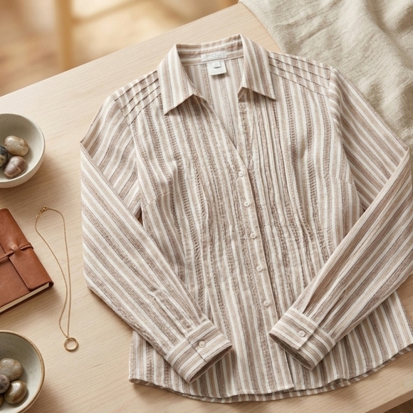 FDJ Tops - FDJ French Dressing 16 Striped Button Down Shirt Tailored Professional Classic
